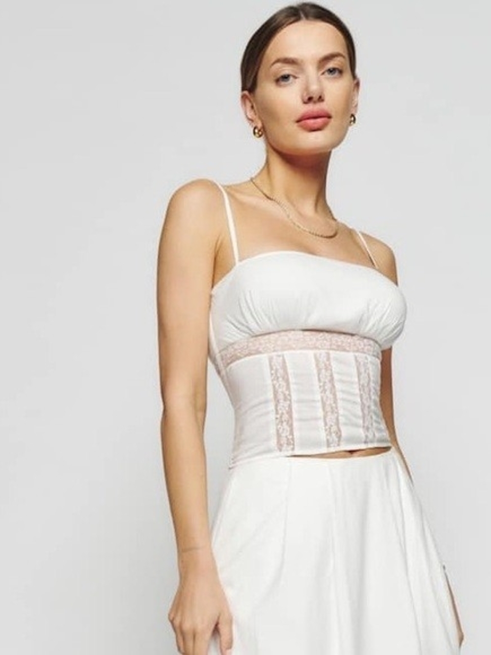 Reformation "Danica" Corset Top With Lace Detail Sz 12